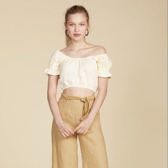 Faithfull the Brand Tops - FAITHFULL THE BRAND yellow gingham crop top